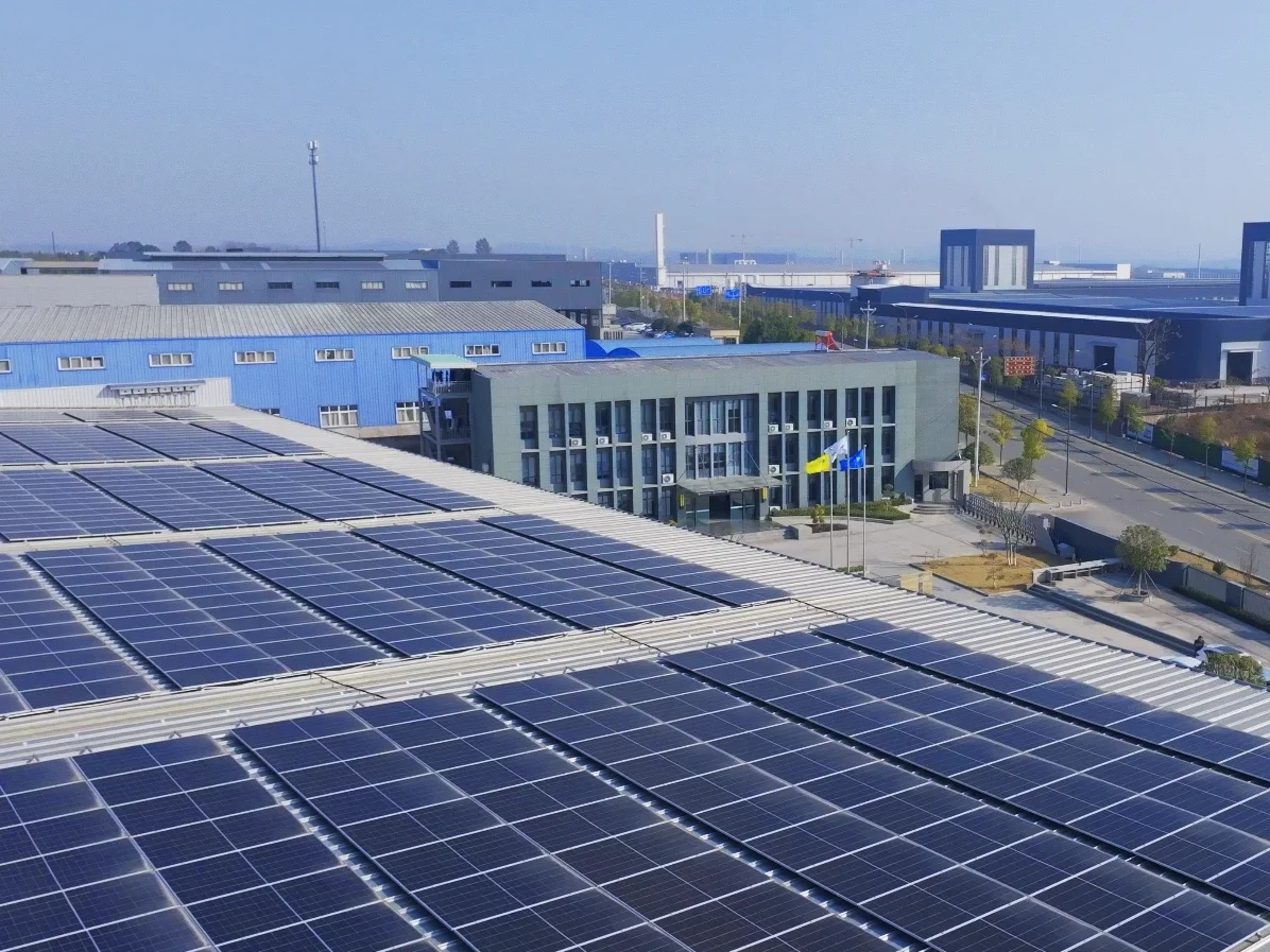 DEWOPP factory rooftop solar panels providing 100% clean energy