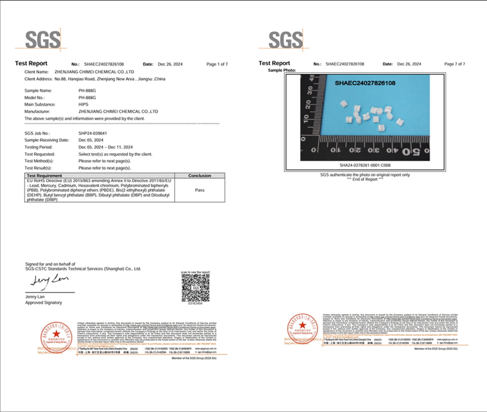 SGS RoHS test report — DEWOPP TiO2 masterbatch passes EU safety and eco-compliance